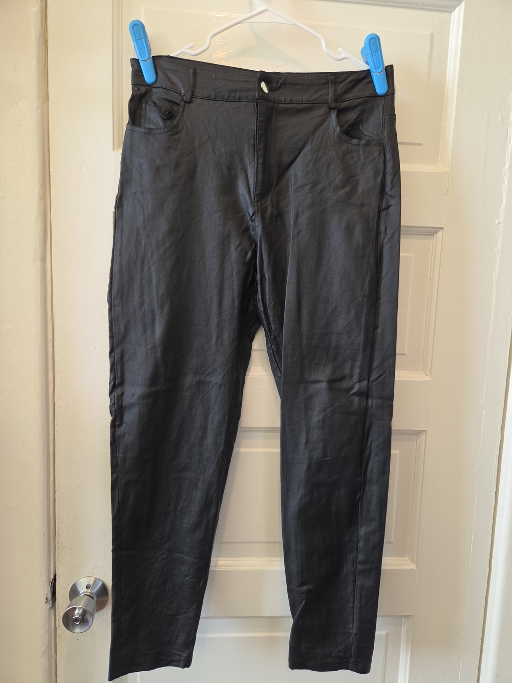 Women's Black Faux Leather Slim Fit Pants